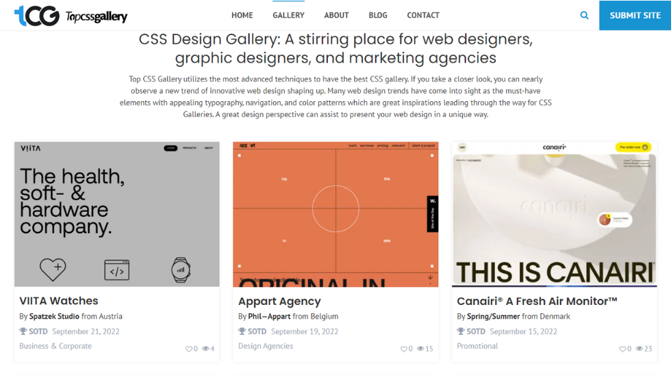 TopCSSGallery - Web Design Inspiration